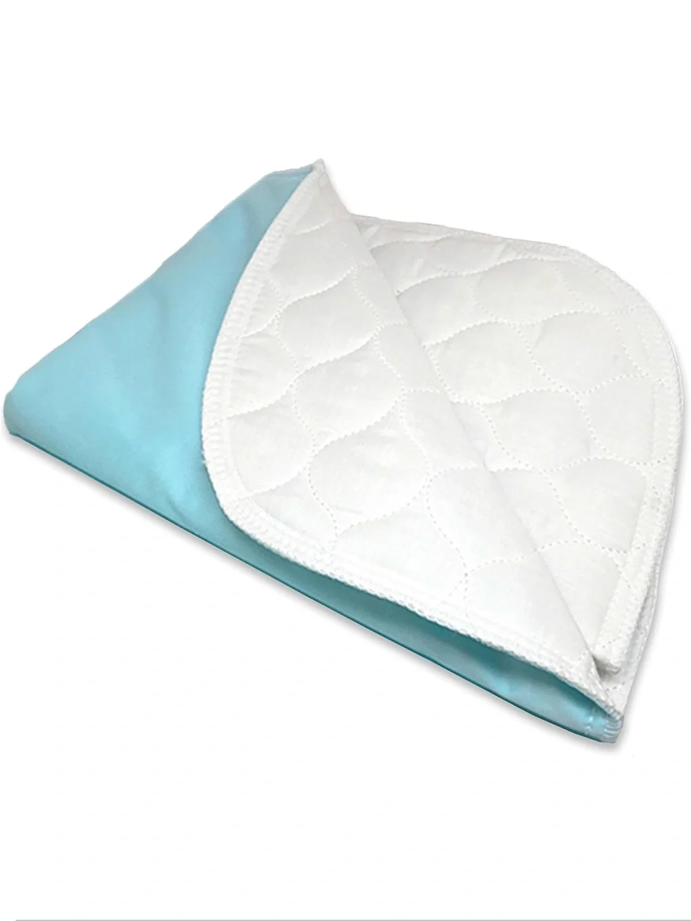 Quilted Mattress Protector Cover in White and Light Blue 34”x36”